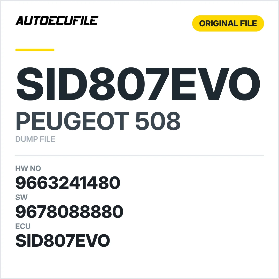 PEUGEOT 508 SID807EVO 9663241480 9678088880 DUMP
