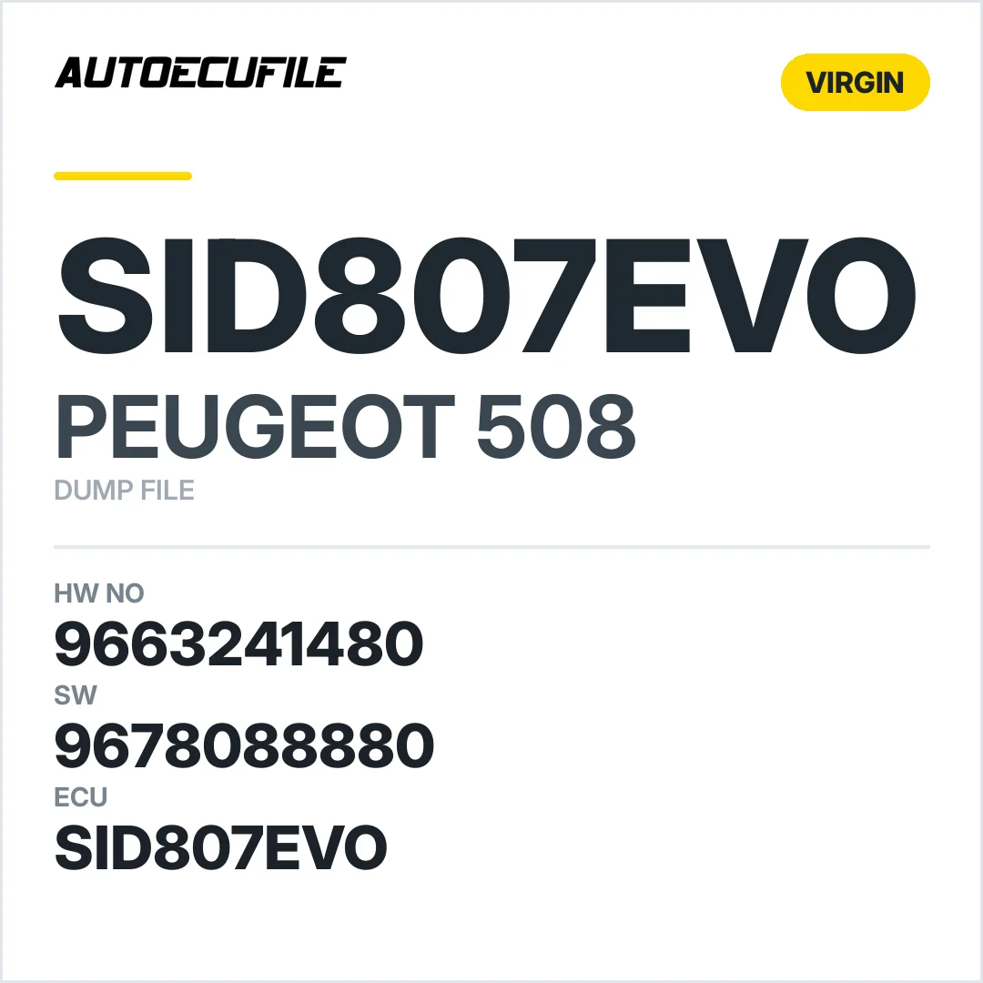 PEUGEOT 508 SID807EVO 9663241480 9678088880 VIRGIN DUMP