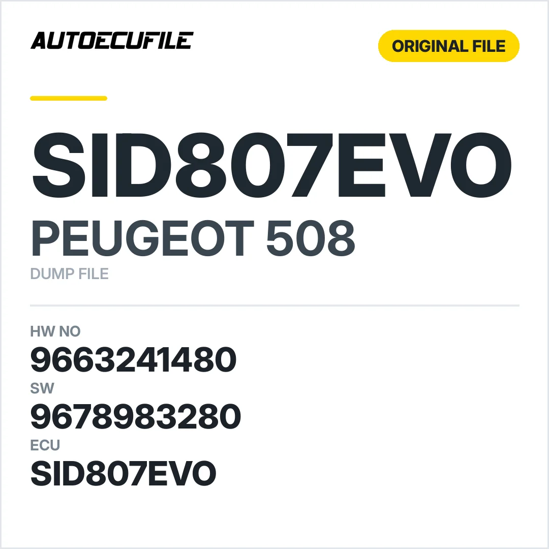 PEUGEOT 508 SID807EVO 9663241480 9678983280 DUMP