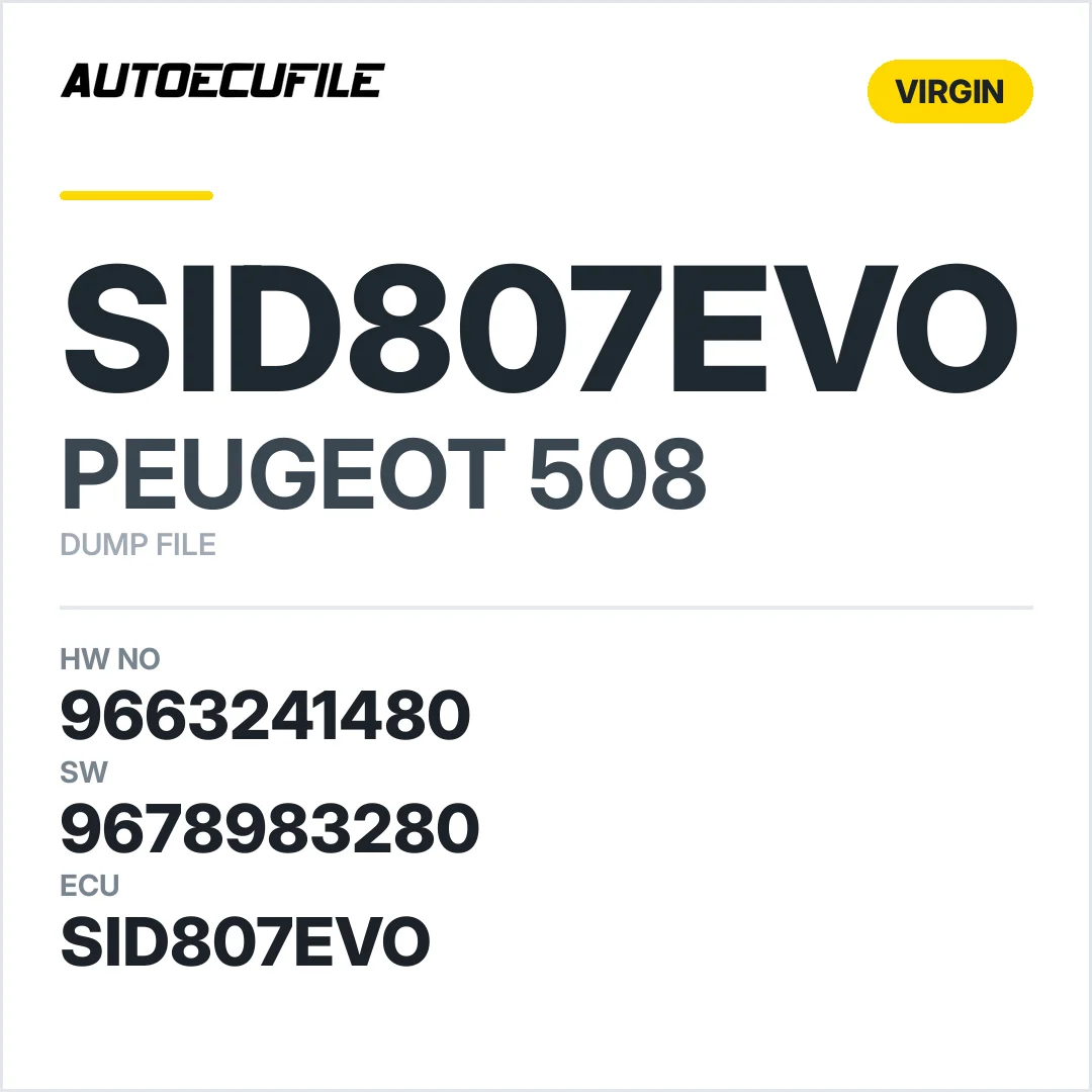 PEUGEOT 508 SID807EVO 9663241480 9678983280 VIRGIN DUMP