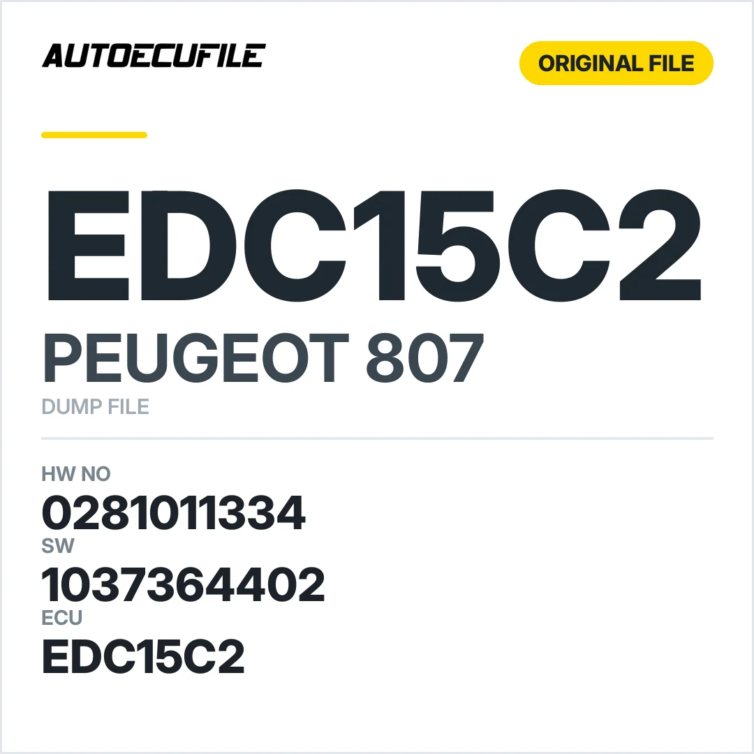 PEUGEOT 807 EDC15C2 0281011334 1037364402 DUMP