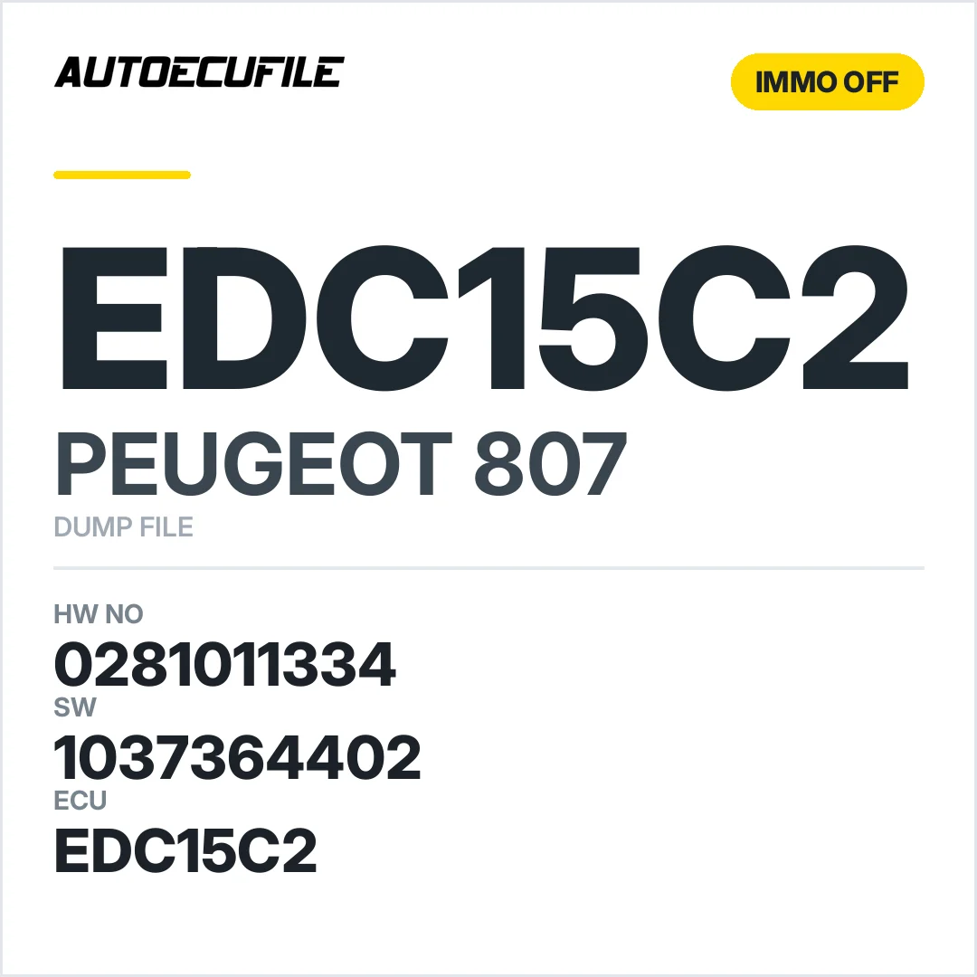 PEUGEOT 807 EDC15C2 0281011334 1037364402 IMMO OFF DUMP
