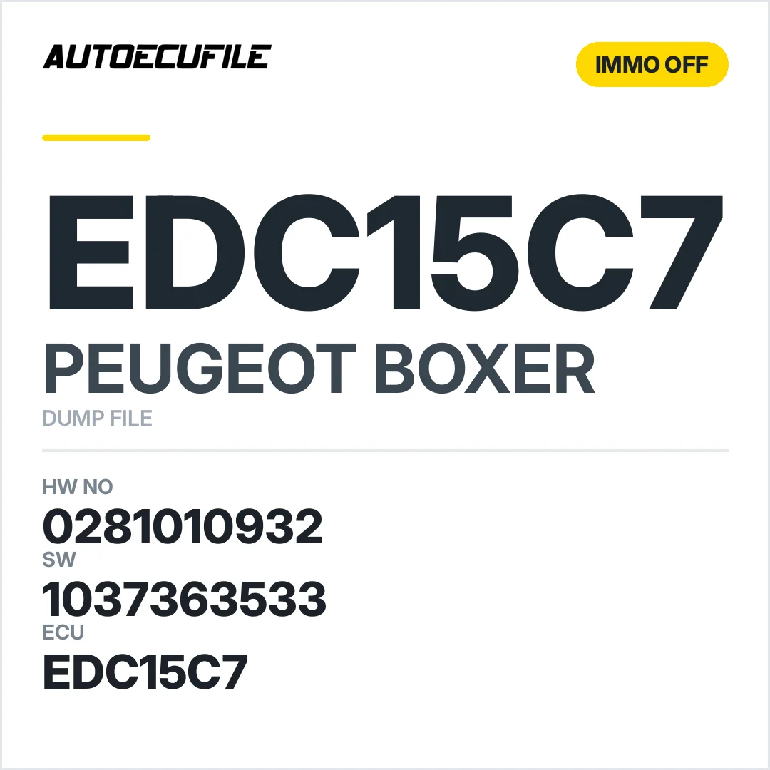 PEUGEOT BOXER EDC15C7 0281010932 1037363533 IMMO OFF DUMP