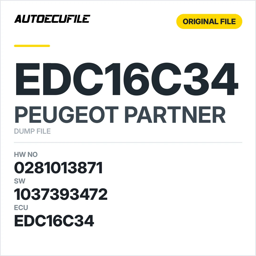 PEUGEOT PARTNER EDC16C34 0281013871 1037393472 DUMP