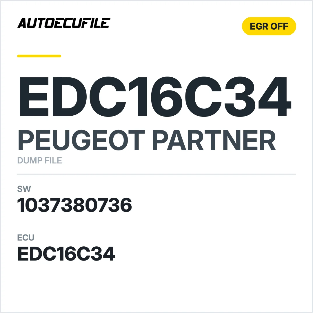 PEUGEOT PARTNER EDC16C34 1037380736 EGR ESP OFF DUMP