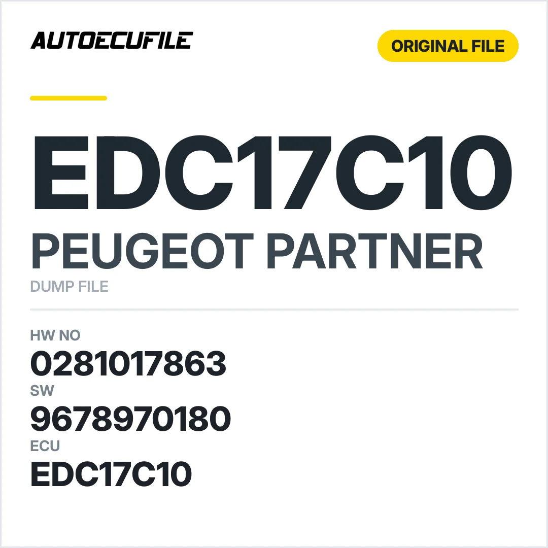 PEUGEOT PARTNER EDC17C10 0281017863 1037520862 DUMP