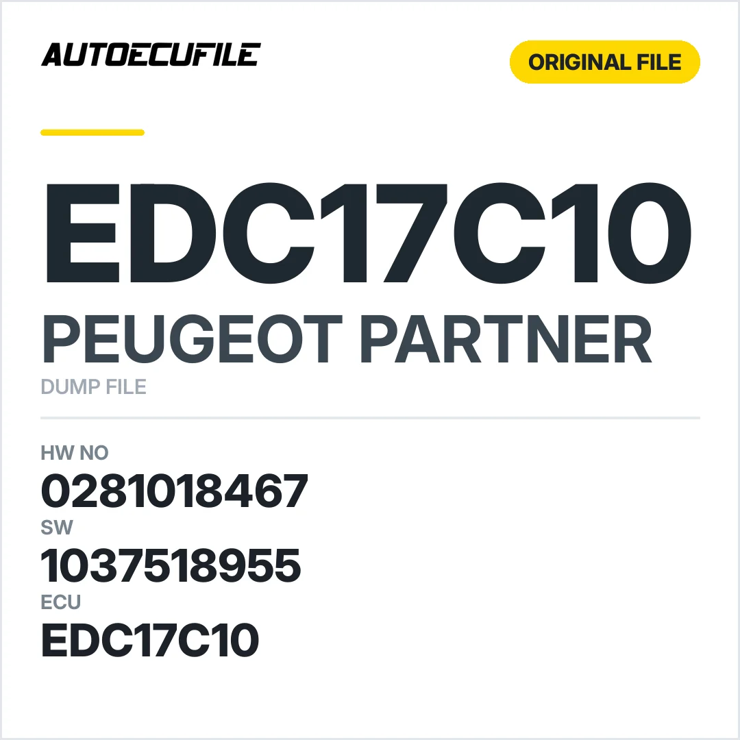 PEUGEOT PARTNER EDC17C10 0281018467 1037518955 DUMP