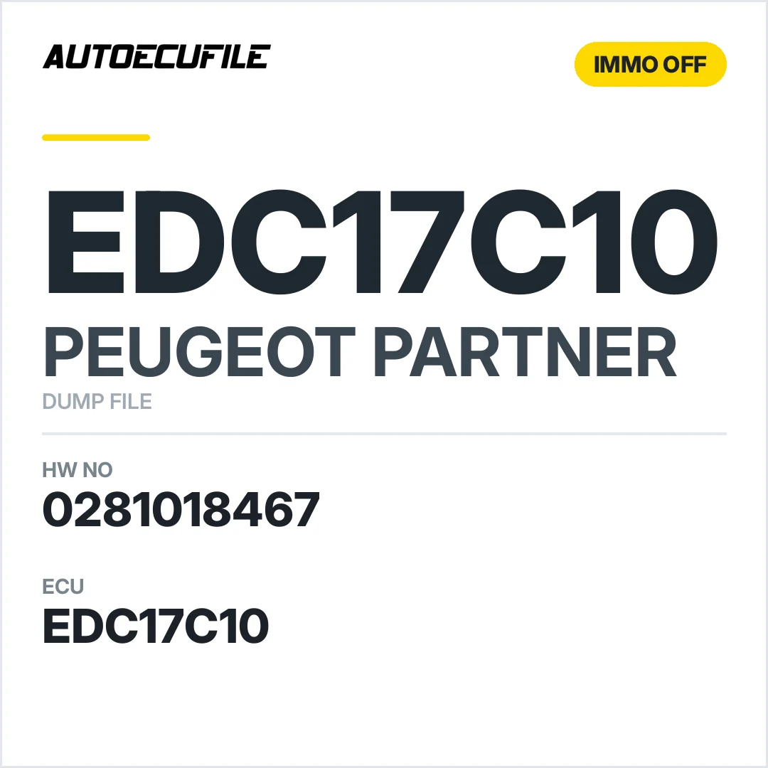 PEUGEOT PARTNER EDC17C10 0281018467 IMMO OFF DUMP