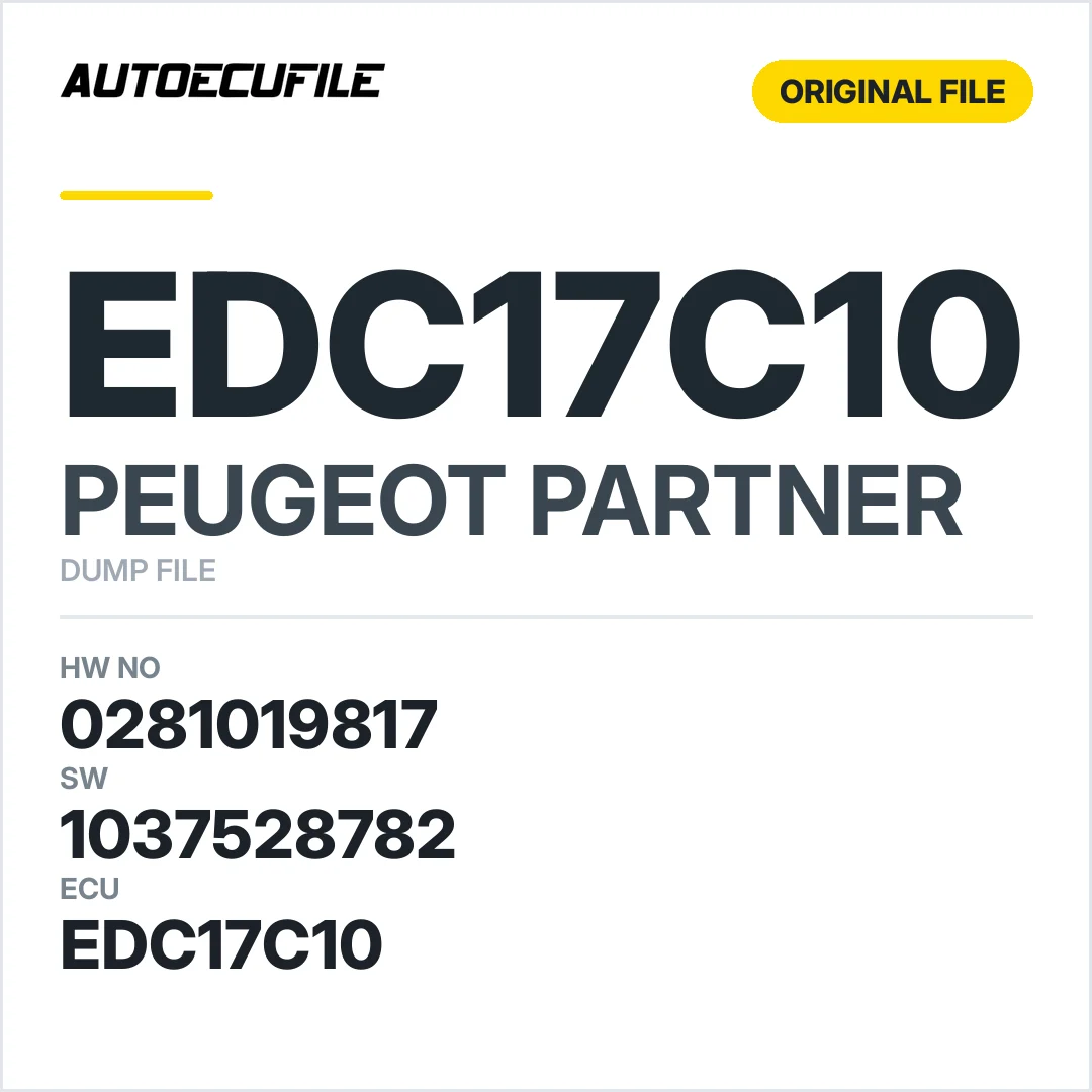 PEUGEOT PARTNER EDC17C10 0281019817 1037528782 DUMP