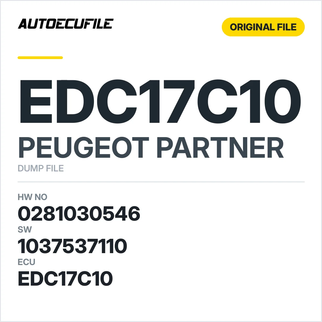 PEUGEOT PARTNER EDC17C10 0281030546 1037537110 DUMP