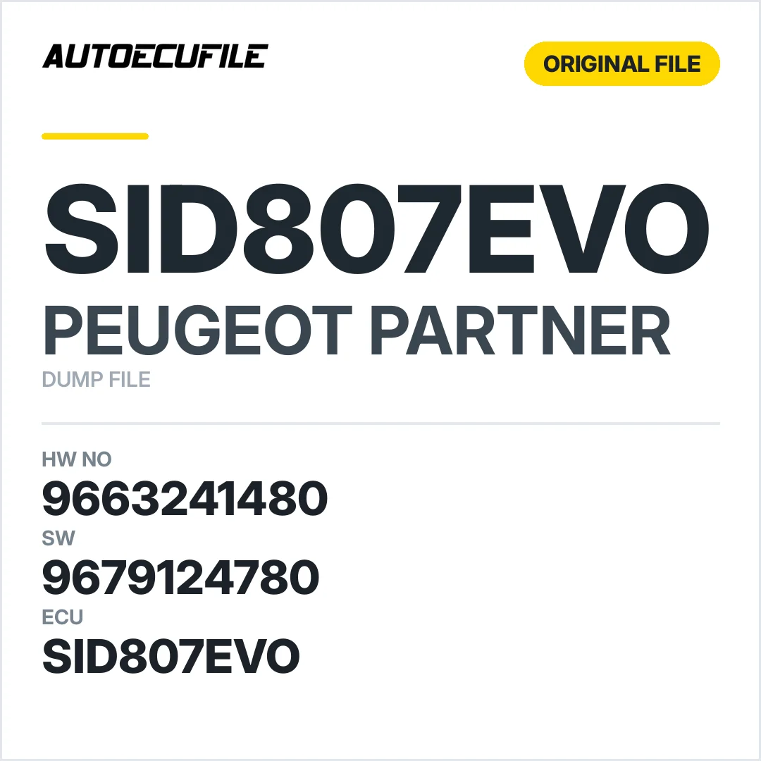 PEUGEOT PARTNER SID807EVO 9663241480 9679124780 DUMP