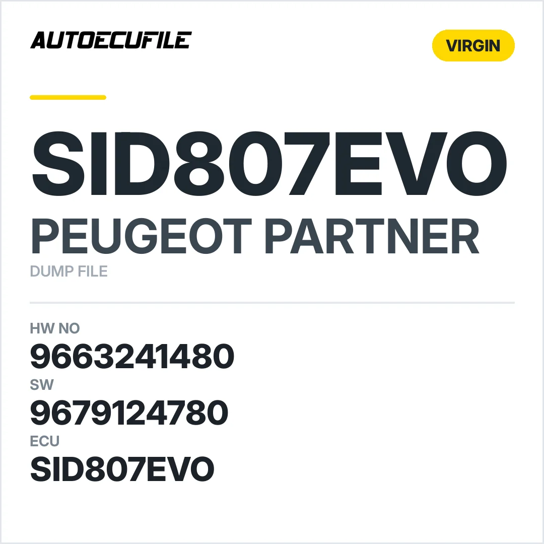 PEUGEOT PARTNER SID807EVO 9663241480 9679124780 VIRGIN DUMP
