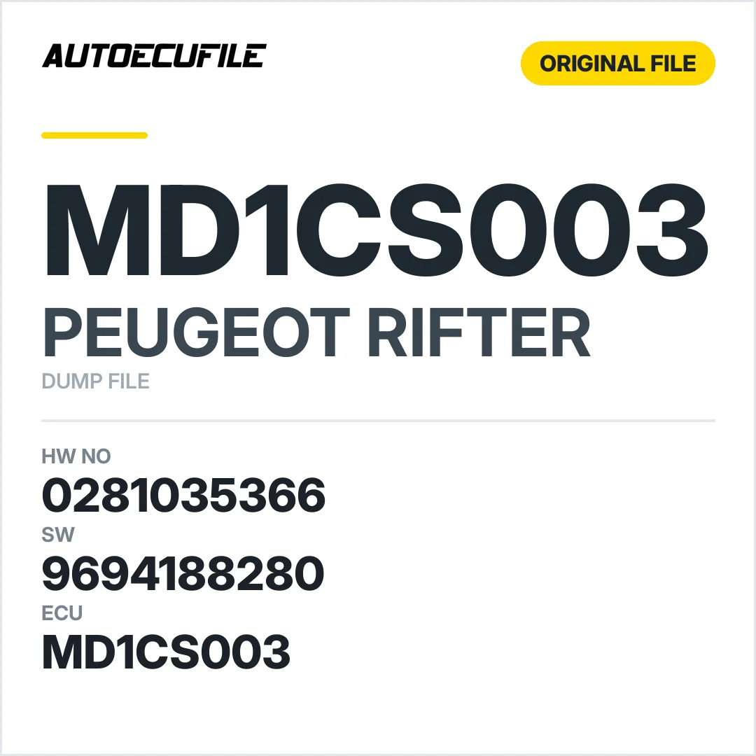 PEUGEOT RIFTER MD1CS003 0281035366 9694188280 DUMP