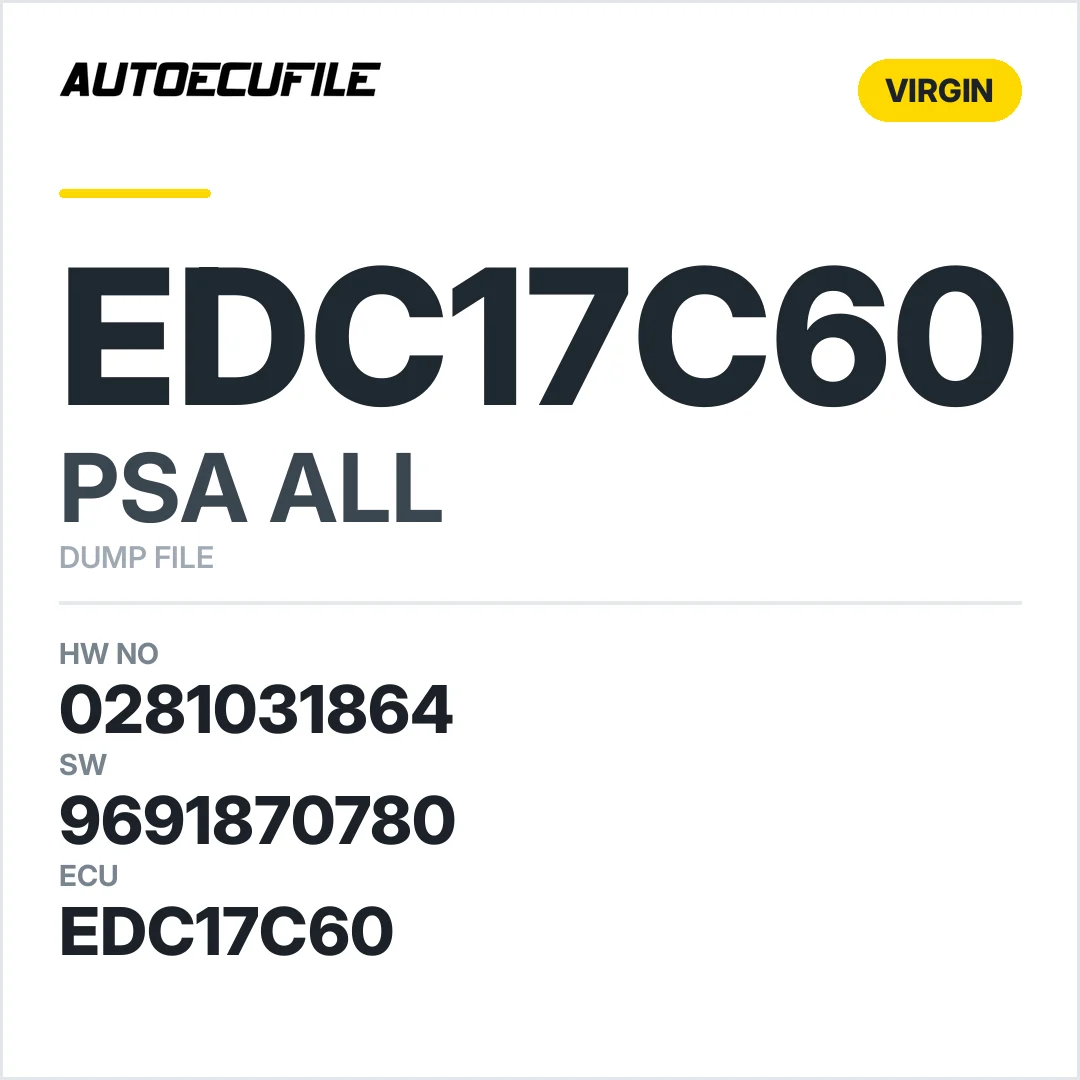 PSA EDC17C60 0281031864 9691870780 1037548644 VIRGIN DUMP