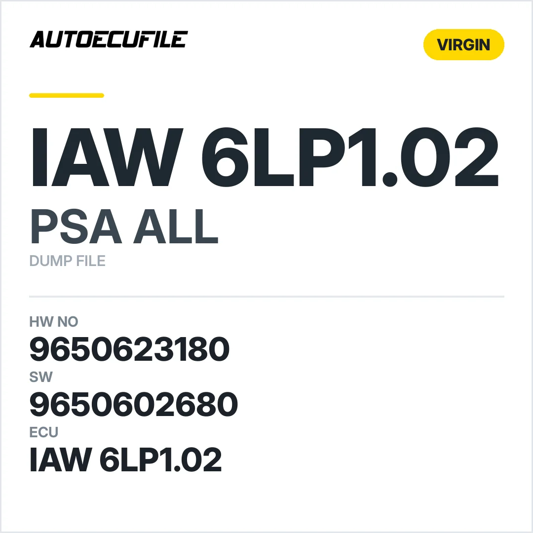 PSA IAW 6LP1.02 9650623180 9650602680  VIRGIN DUMP