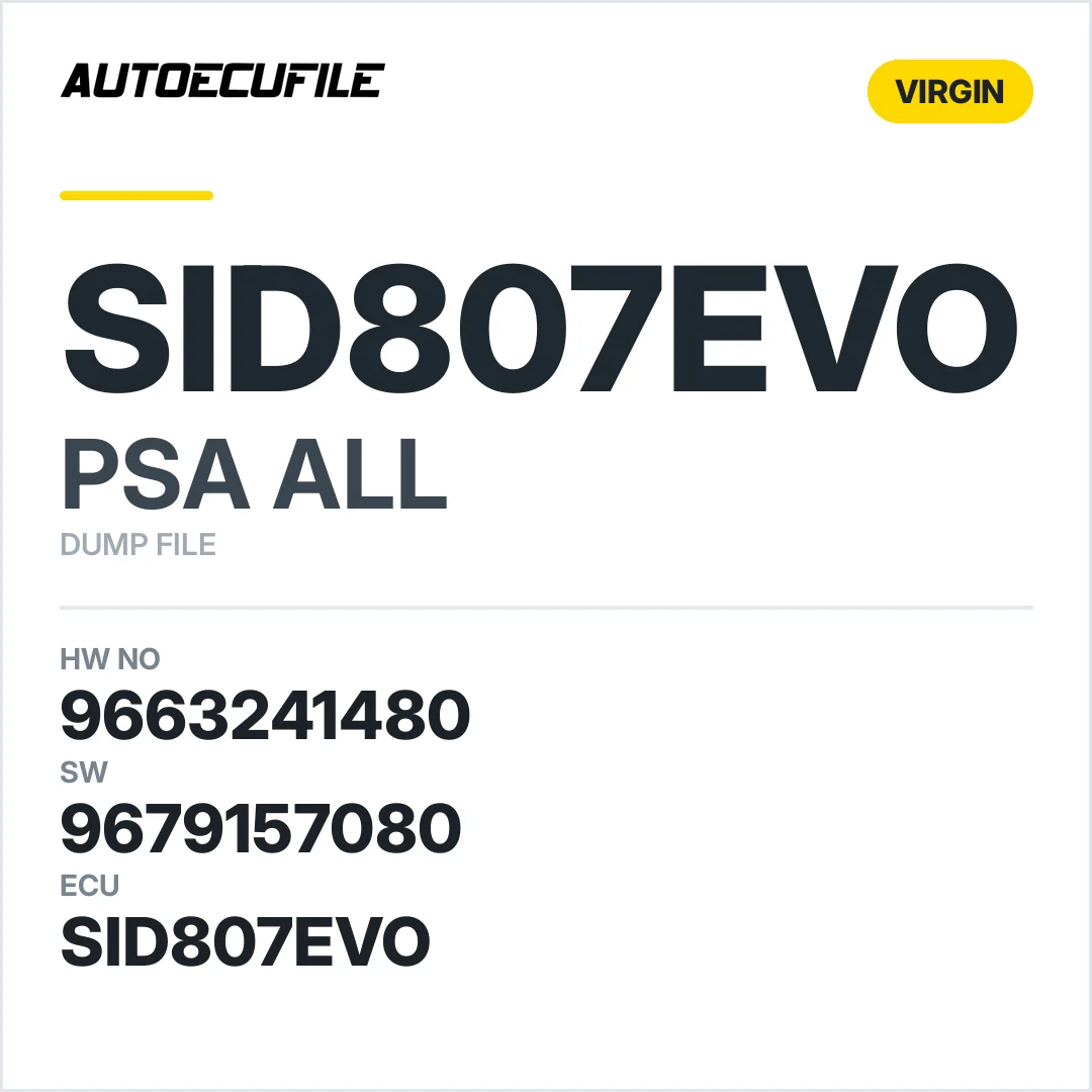 PSA SID807EVO 9663241480 9679157080 VIRGIN DUMP