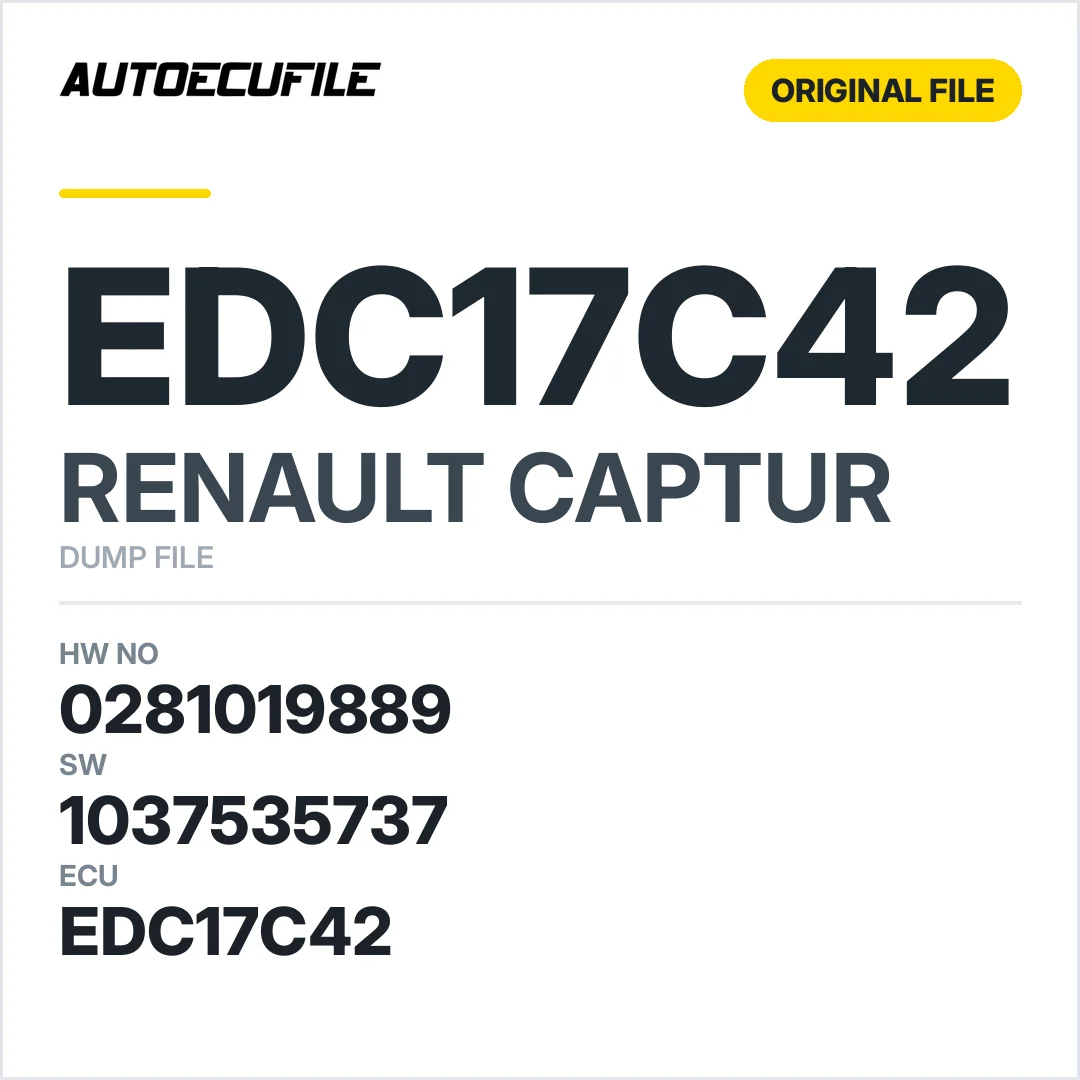 RENAULT CAPTUR EDC17C42 0281019889 1037532063 1037535737 DUMP