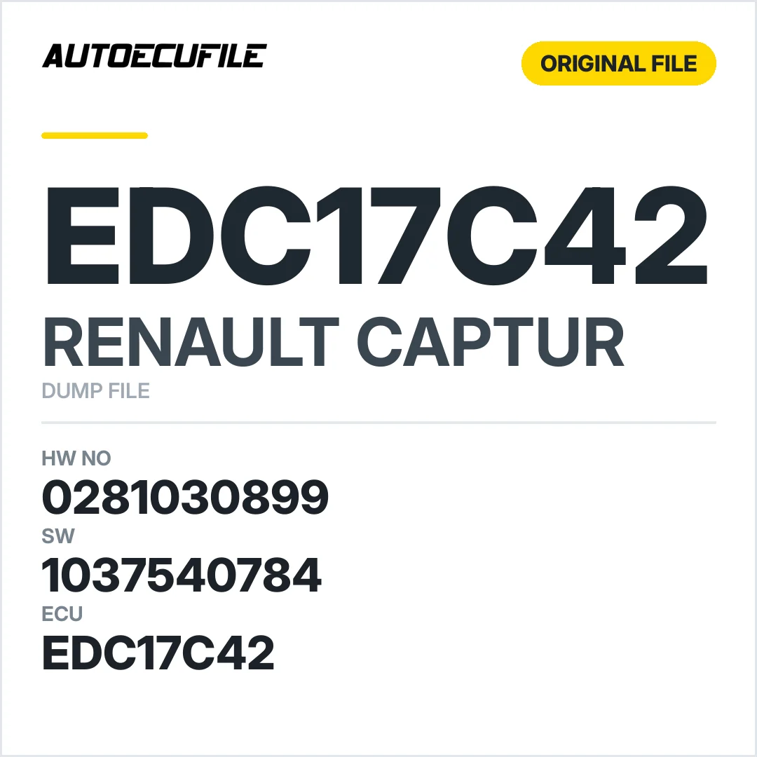 RENAULT CAPTUR EDC17C42 0281030899 1037540784 DUMP