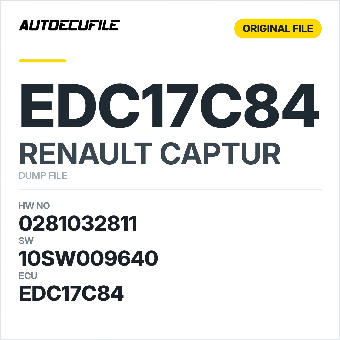 RENAULT CAPTUR EDC17C84 0281032811 10SW009640 DUMP