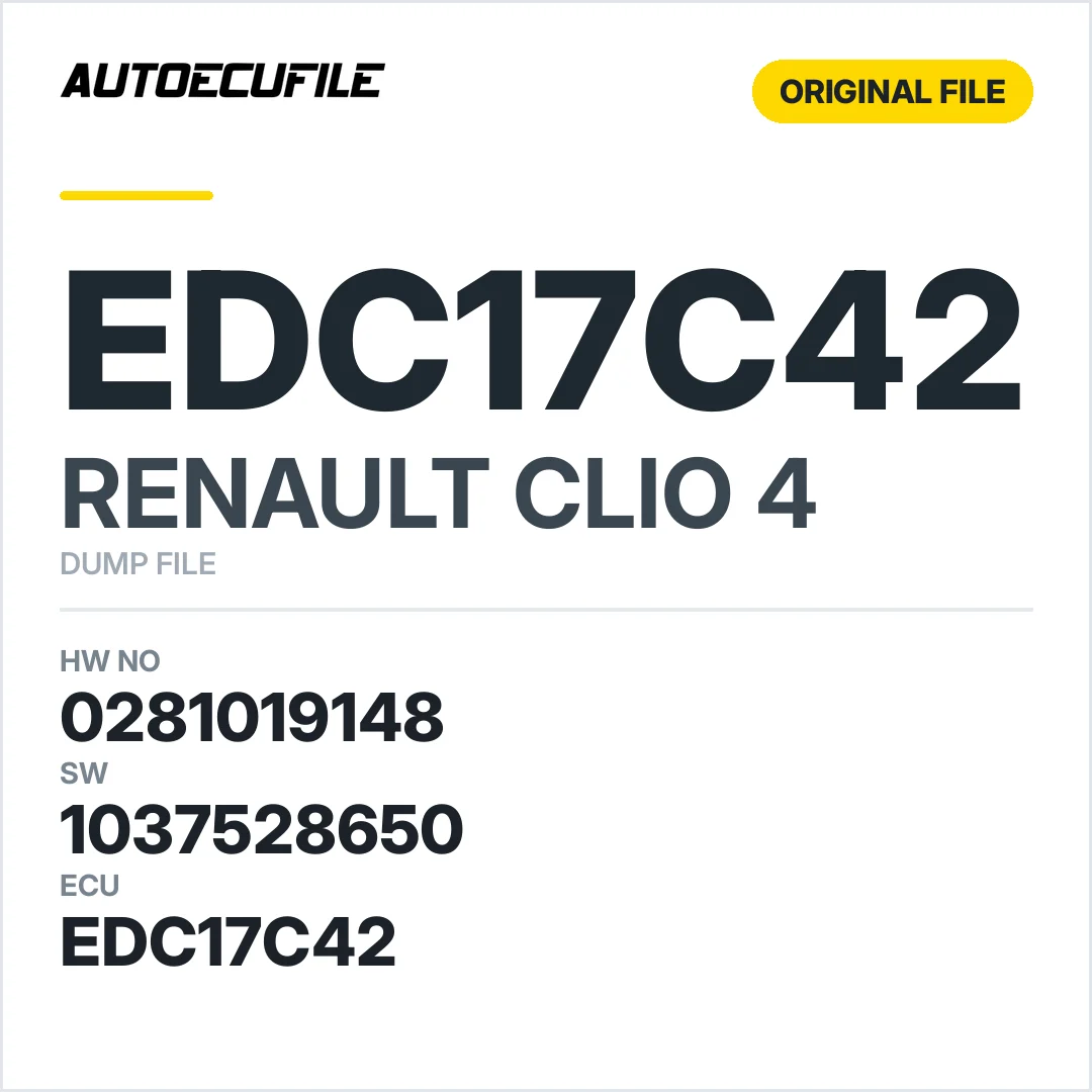 RENAULT CLIO EDC17C42 0281019148 1037528650 DUMP