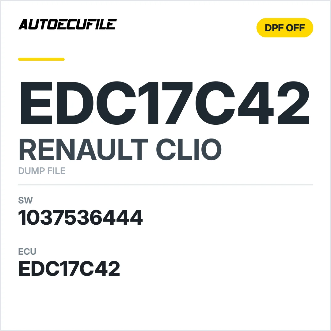 RENAULT CLIO EDC17C42 1037536444 DPF EGR OFF DUMP