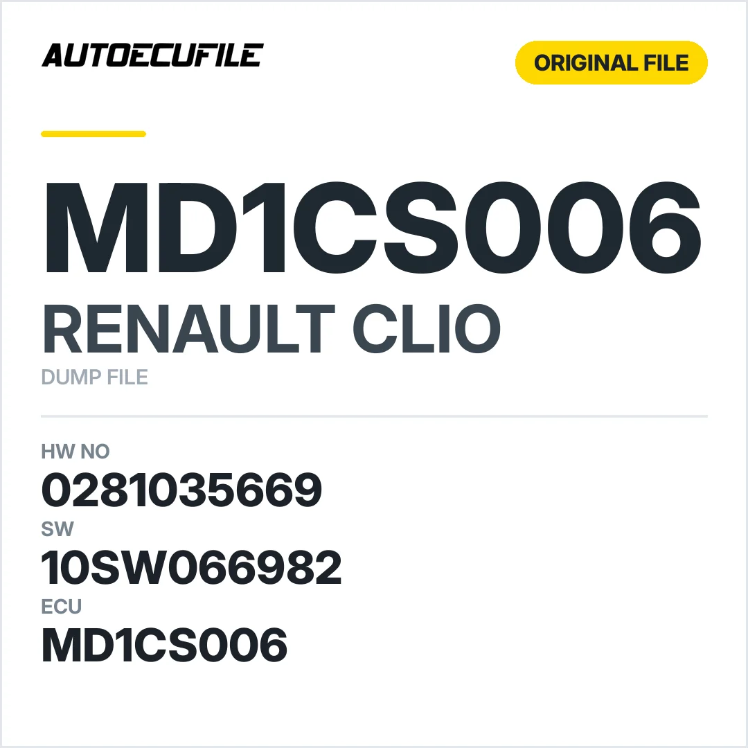 RENAULT CLIO MD1CS006 0281035669 10SW050497 10SW066982 DUMP
