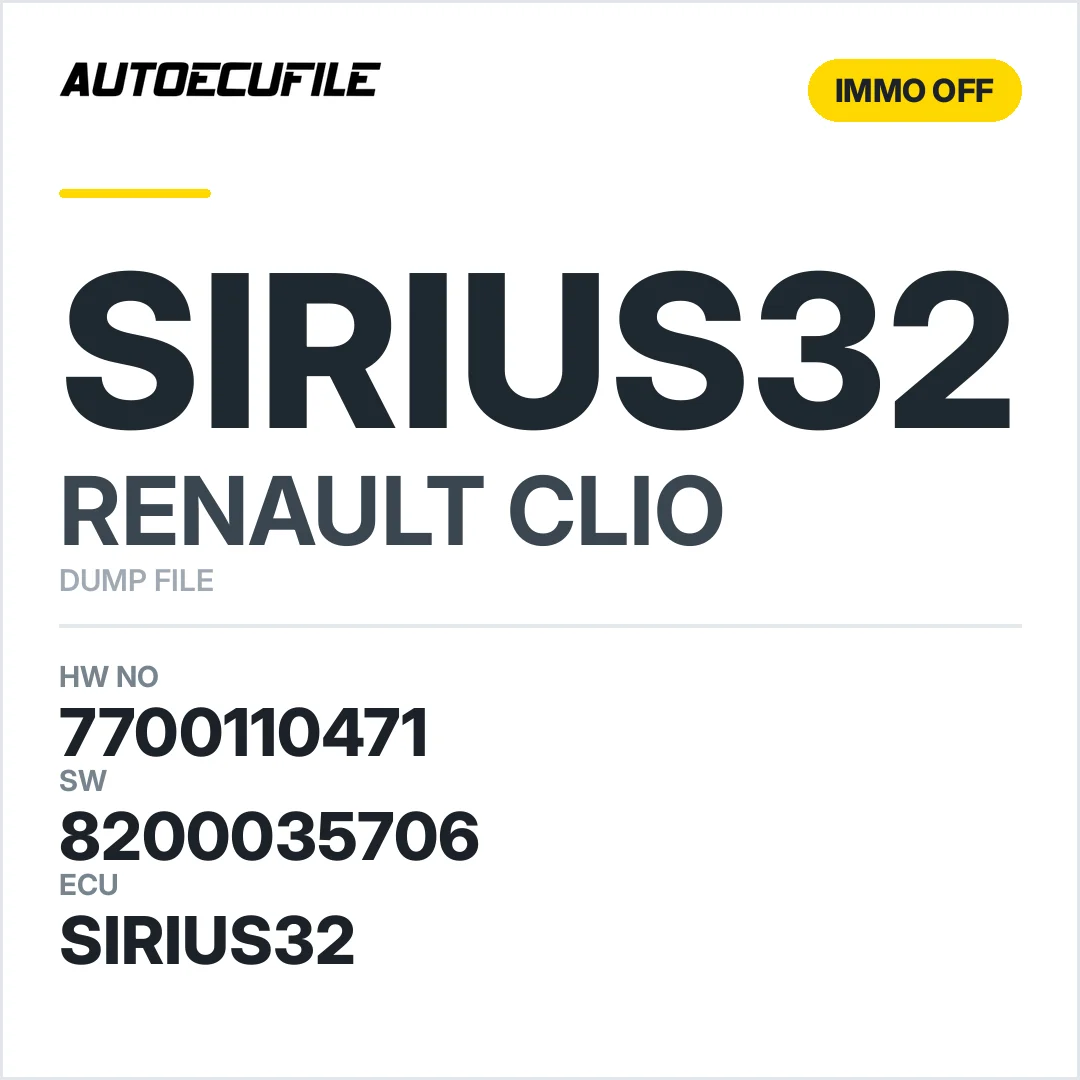 RENAULT CLIO SIRIUS32 7700110471 8200035706 IMMO OFF DUMP