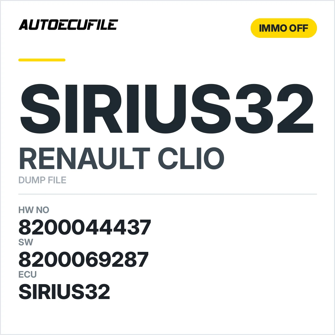 RENAULT CLIO SIRIUS32 8200044437 8200069287 IMMO OFF DUMP
