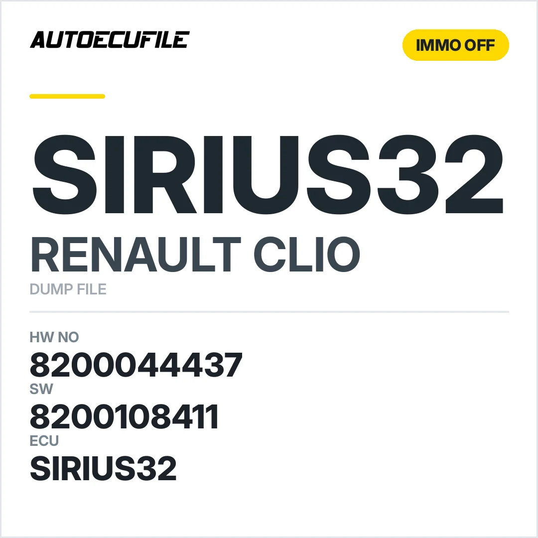 RENAULT CLIO SIRIUS32 8200044437 8200108411 IMMO OFF DUMP