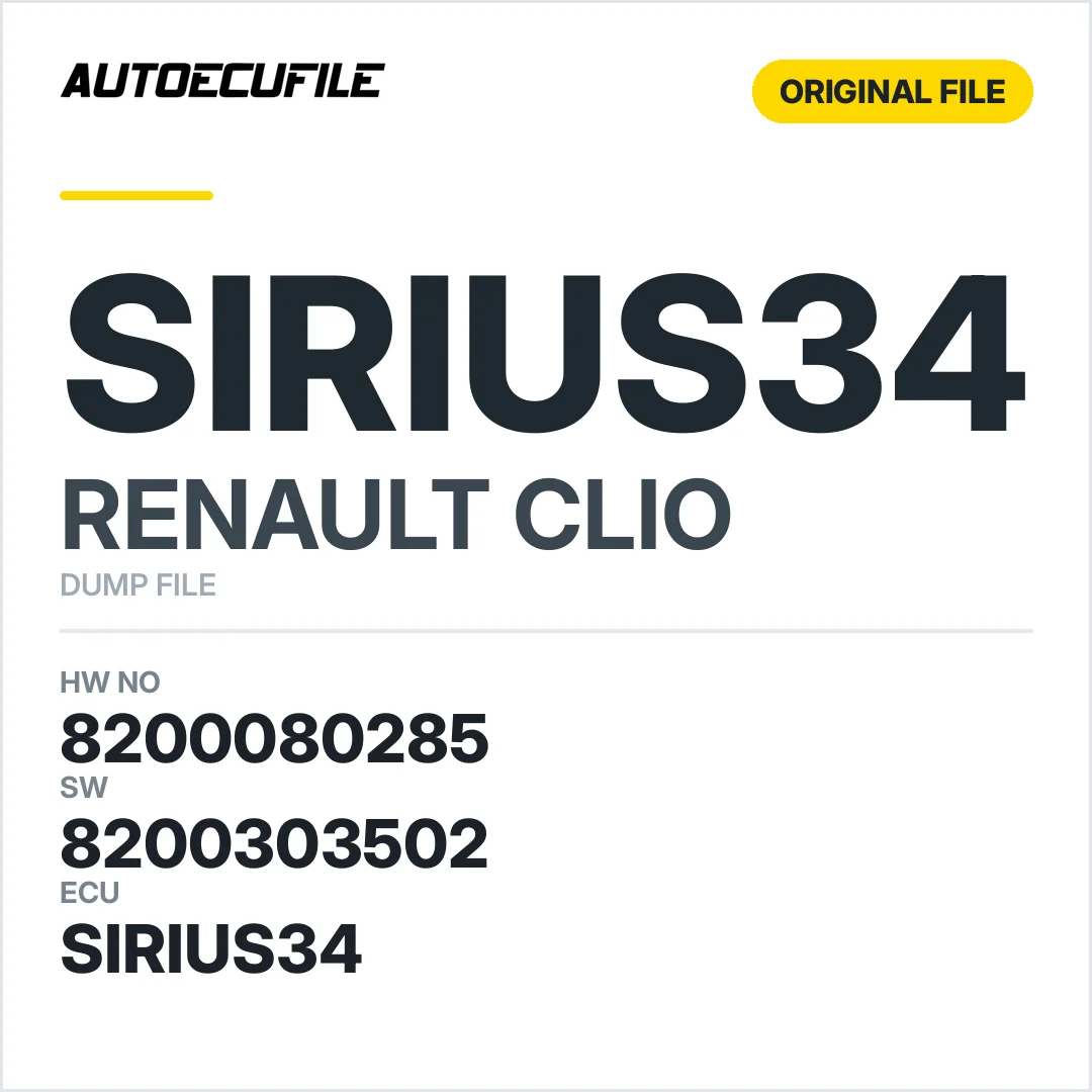 RENAULT CLIO SIRIUS34 8200080285 8200303502 DUMP