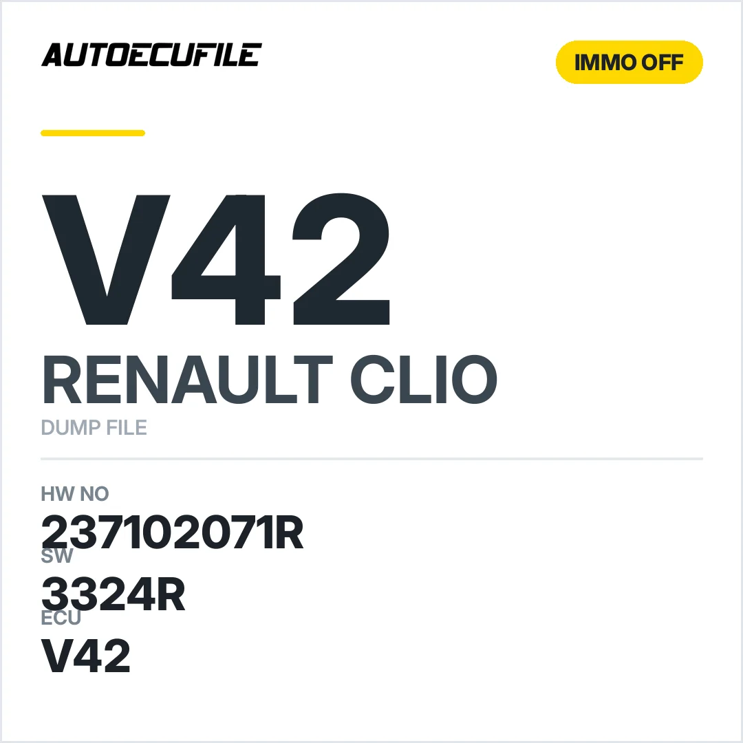 RENAULT CLIO V42 237102071R 3324R IMMO OFF DUMP