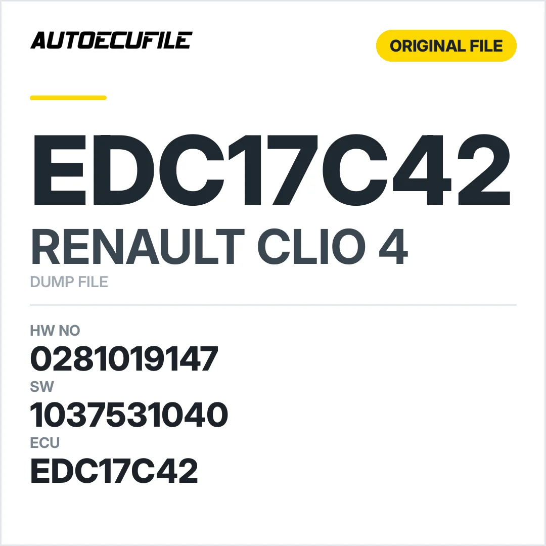 RENAULT CLIO4 EDC17C42 0281019147 1037524961 1037531040 DUMP