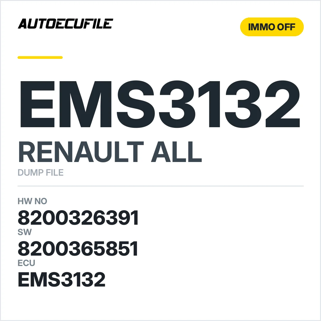 RENAULT EMS3132 8200326391 8200365851 IMMO OFF DUMP