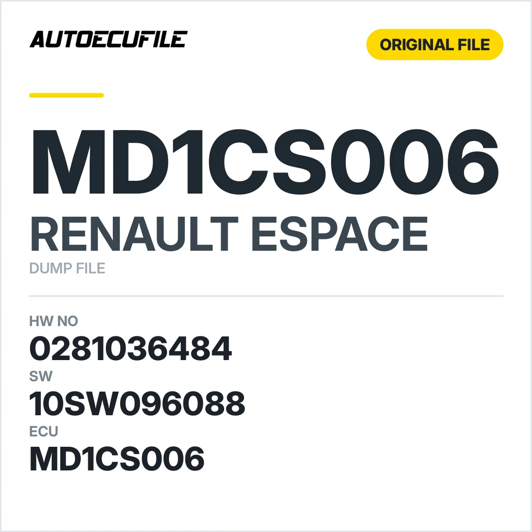 RENAULT ESPACE MD1CS006 0281036484 10SW050497 10SW096088 DUMP