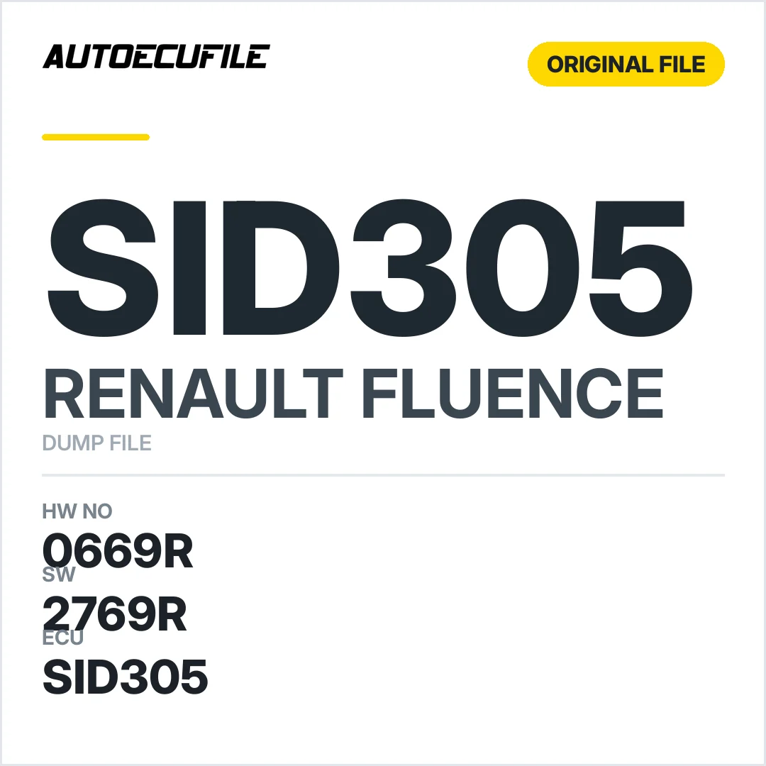 RENAULT FLUENCE SID305 0669R 1454R 2769R DUMP