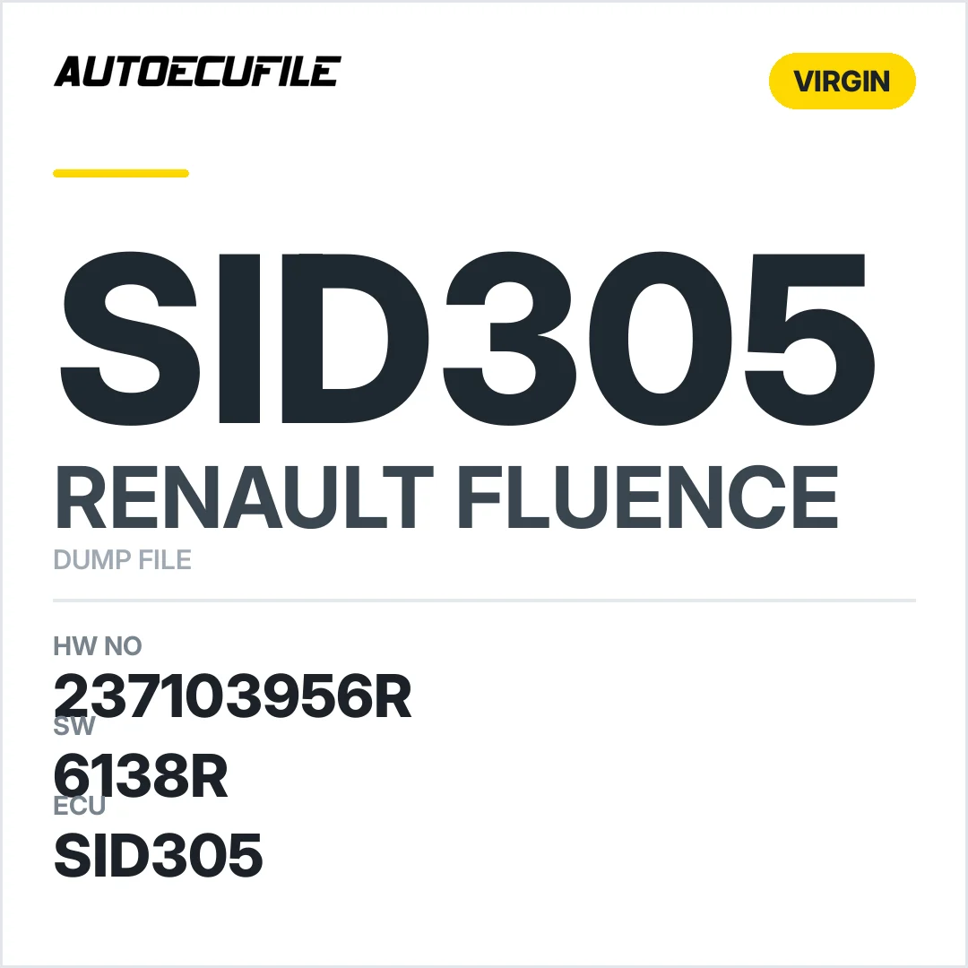 RENAULT FLUENCE SID305 237103956R 6138R VIRGIN DUMP