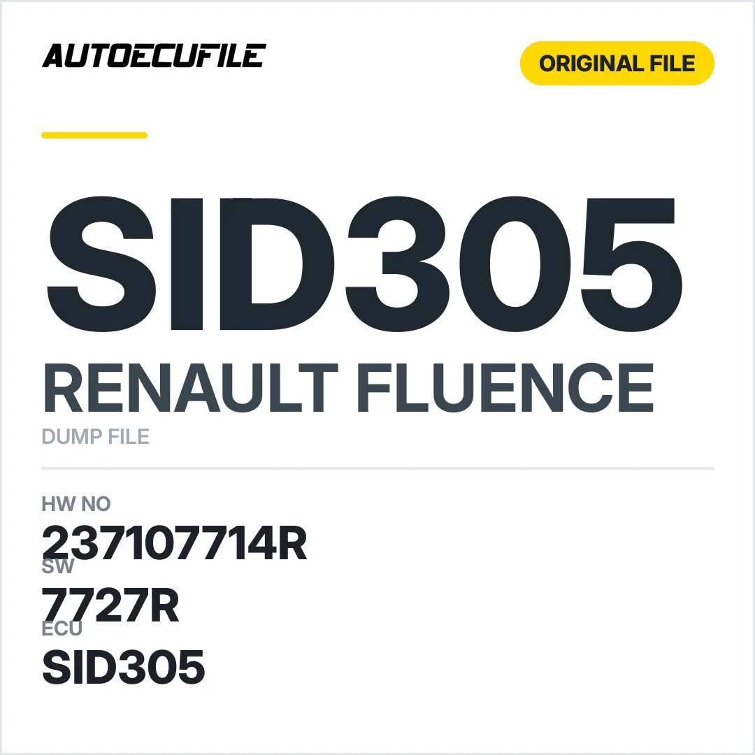RENAULT FLUENCE SID305 237107714R 7727R DUMP