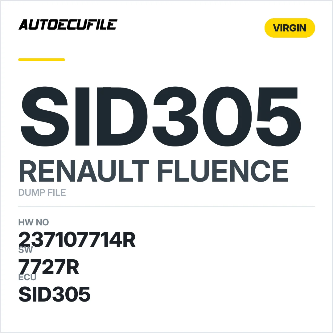 RENAULT FLUENCE SID305 237107714R 7727R VIRGIN DUMP