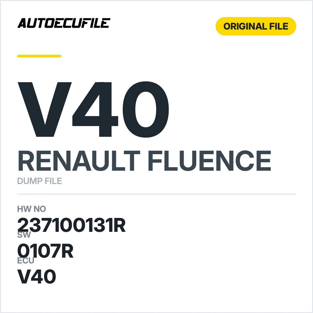 RENAULT FLUENCE VALEO V40 237100131R 0107R DUMP