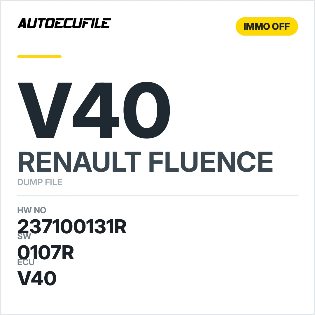 RENAULT FLUENCE VALEO V40 237100131R 0107R IMMO OFF DUMP