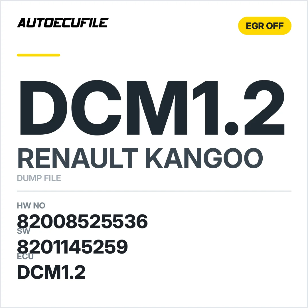 RENAULT KANGOO DCM1.2 82008525536 8201145259 EGR DTC OFF DUMP