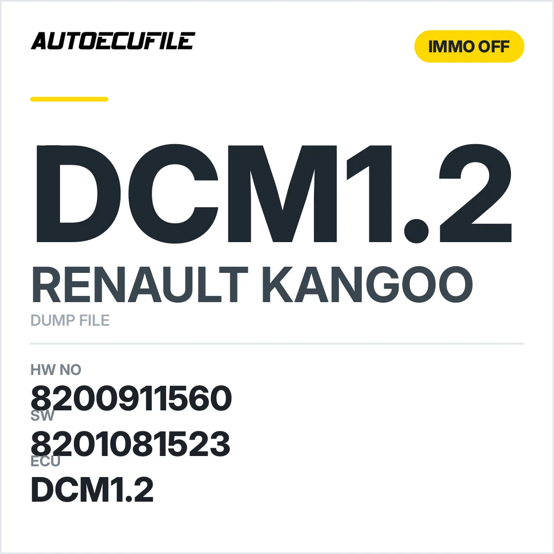 RENAULT KANGOO DCM1.2 8200911560 8201020147 8201081523 IMMO OFF DUMP