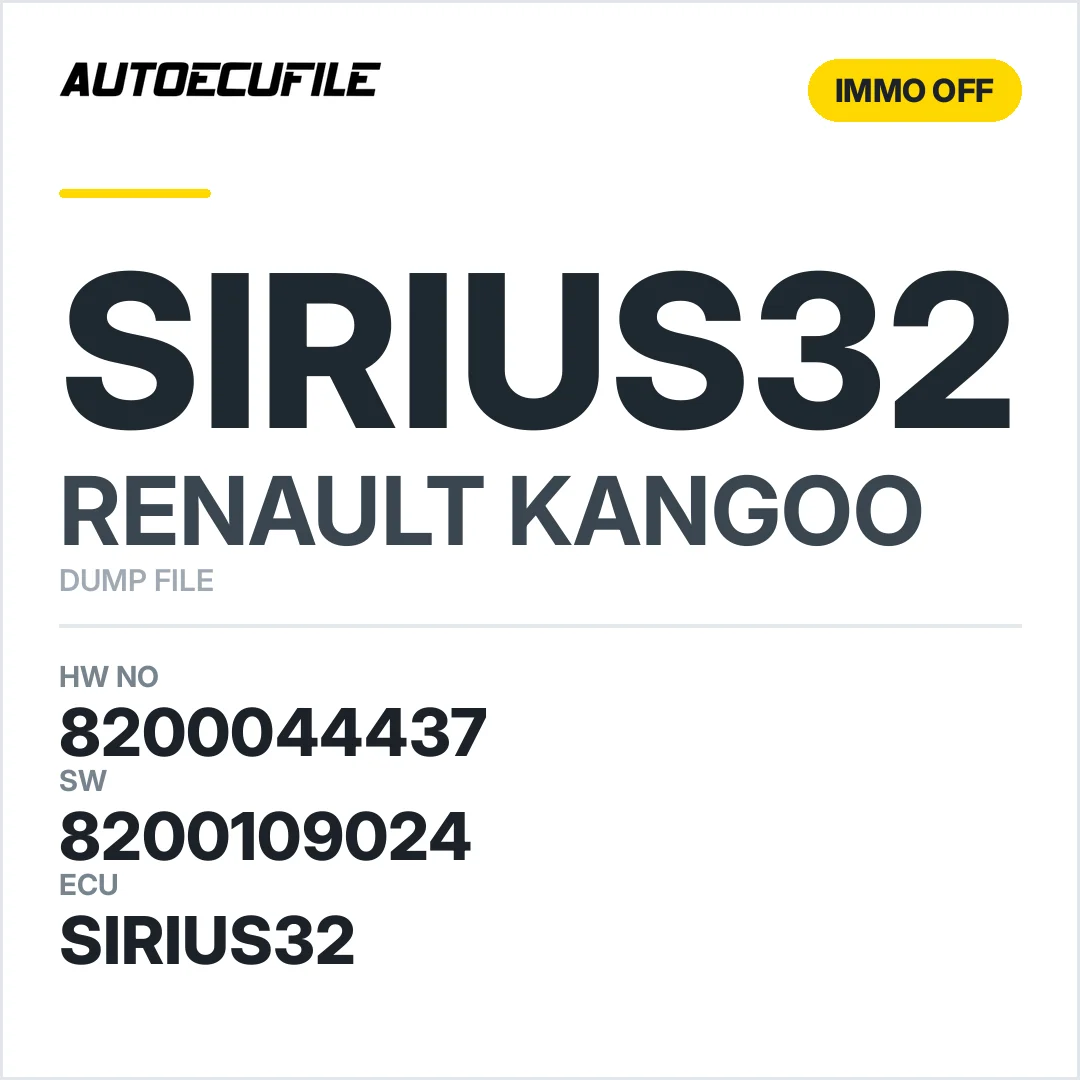 RENAULT KANGOO SIRIUS32 8200044437 8200109024 IMMO OFF DUMP