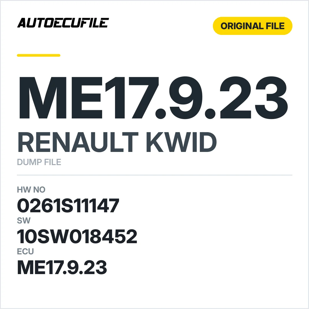 RENAULT KWID ME17.9.23 0261S11147 10SW018452 DUMP