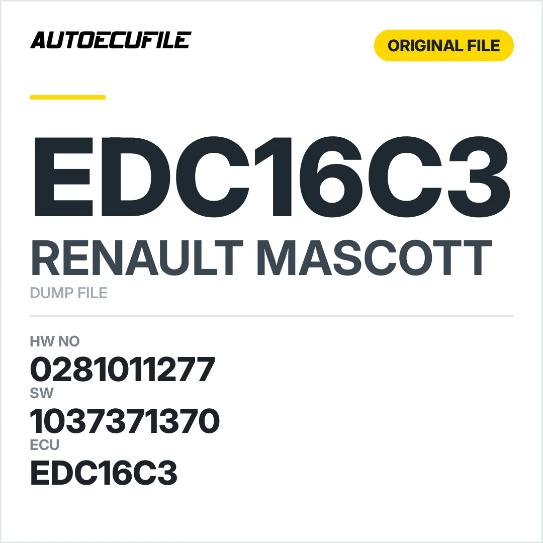 RENAULT MASCOTT EDC16C3 0281011277 1037371370 8200776746 DUMP