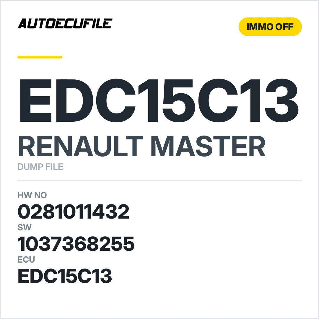 RENAULT MASTER EDC15C13 0281011432  1037370496 1037368255 IMMO OFF DUMP