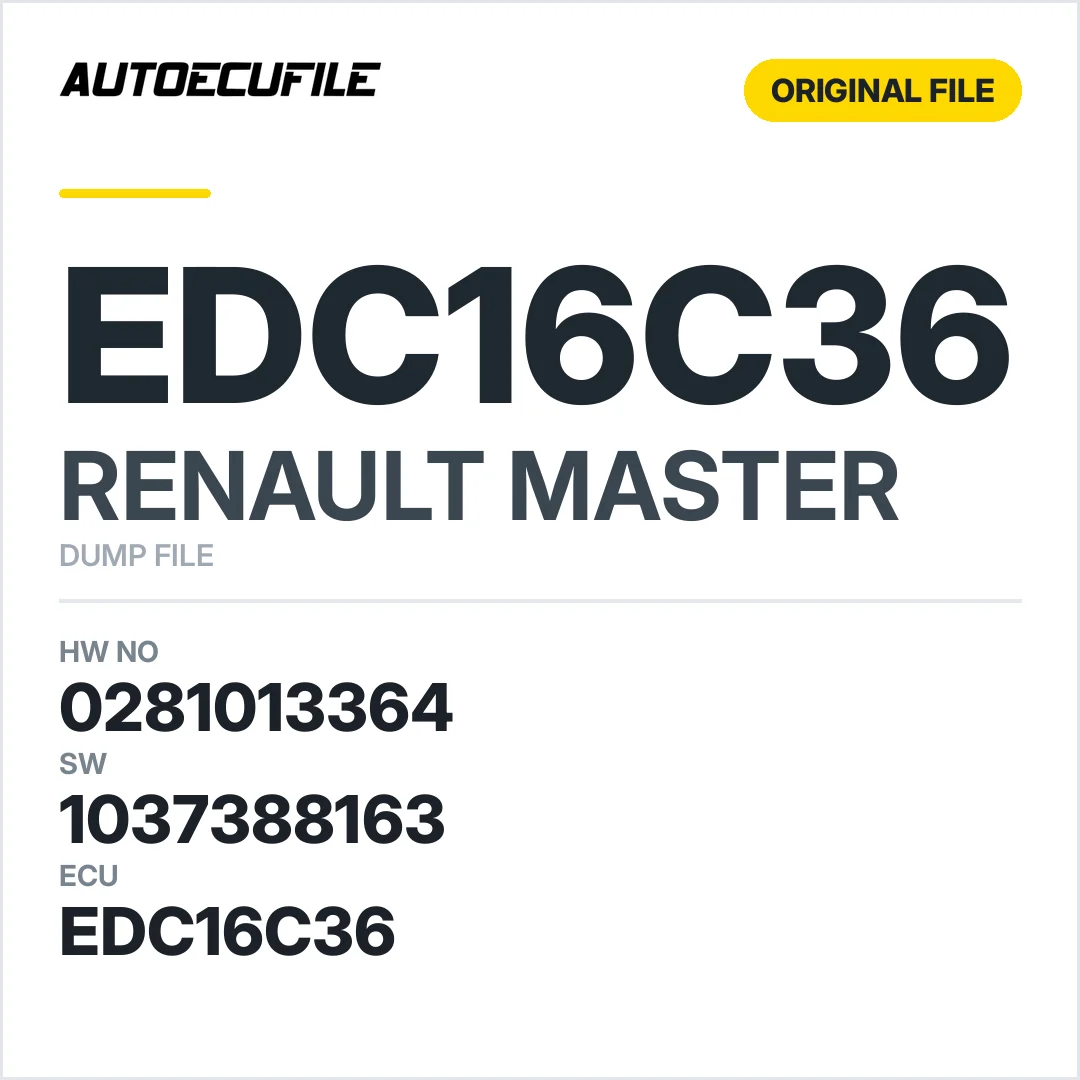 RENAULT MASTER EDC16C36 0281013364 1037390527  1037388163 DUMP