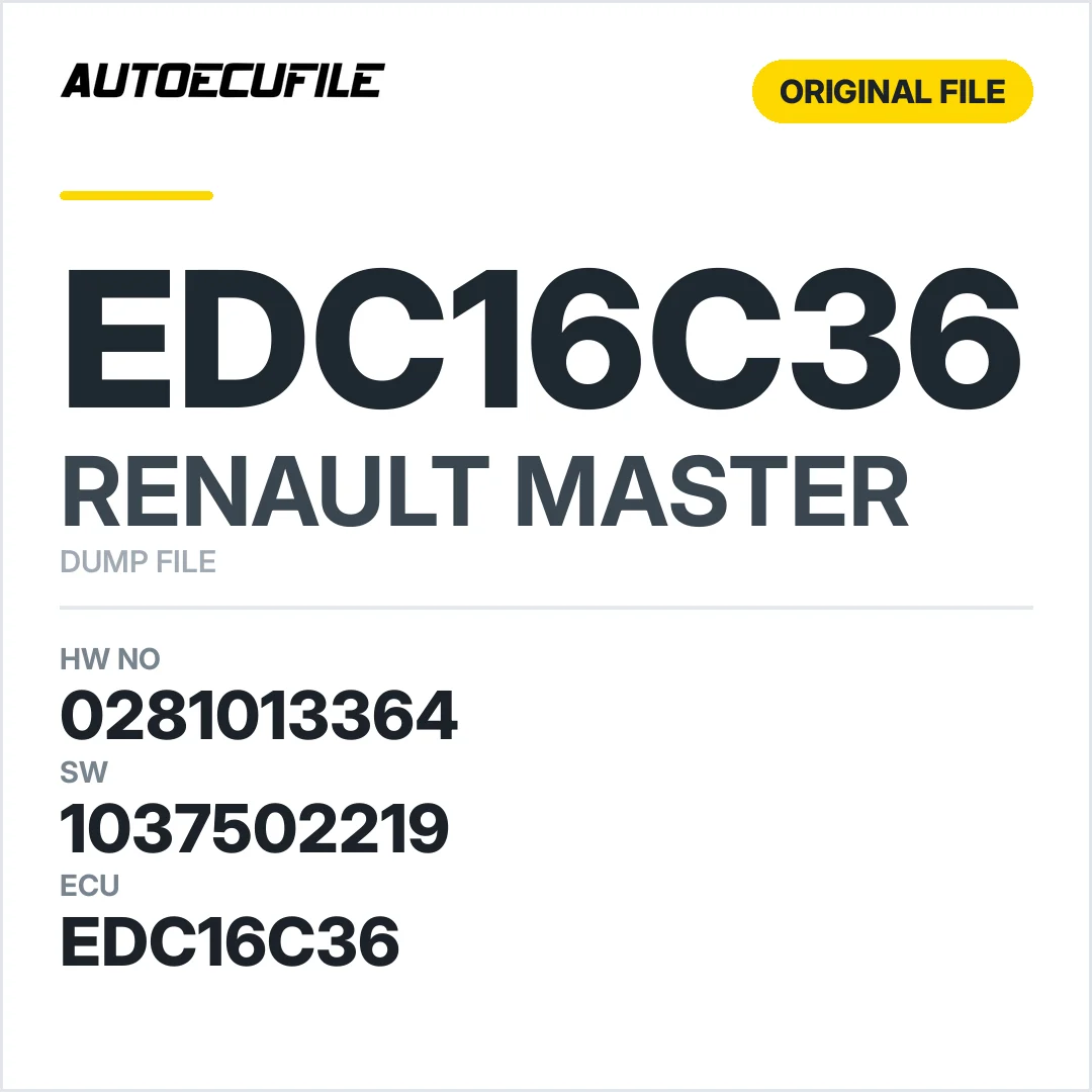 RENAULT MASTER EDC16C36 0281013364 1037390527 1037502219 DUMP