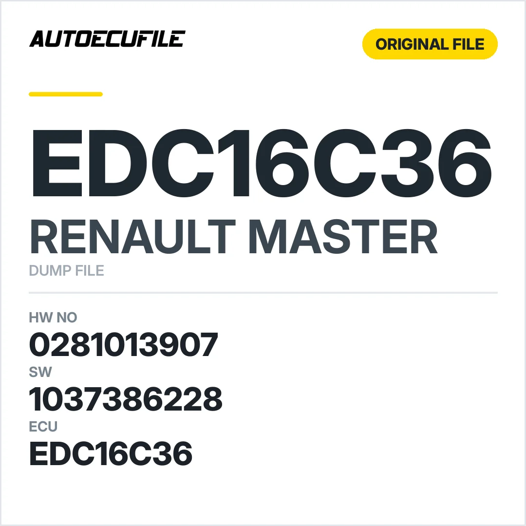 RENAULT MASTER EDC16C36 0281013907 1037383334 1037386228 DUMP