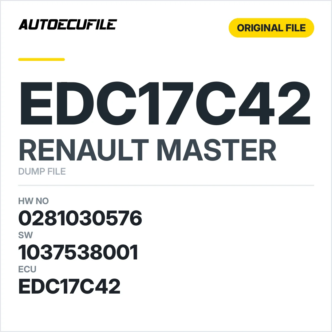 RENAULT MASTER EDC17C42 0281030576 1037537222 1037538001 DUMP